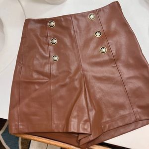 Brown leather shorts size Xs